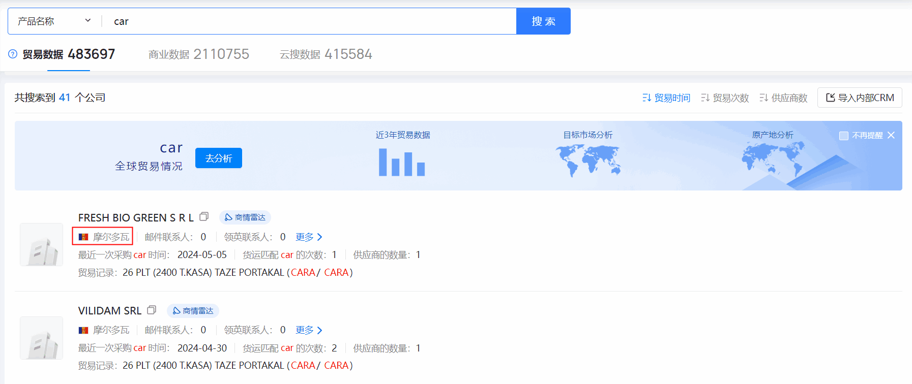 海关数据,摩尔多瓦海关数据,BG大游集团海关数据